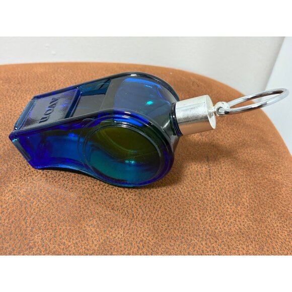 VINTAGE 70'S AVON THE BIG WHISTLE AFTER SHAVE GLASS BOTTLE BLUE DECANTER COLOGNE - Picture 3 of 5